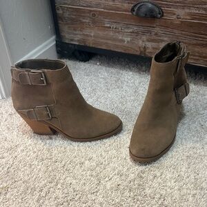 Lucky Brand Tan Ankle Booties with Buckle Detail